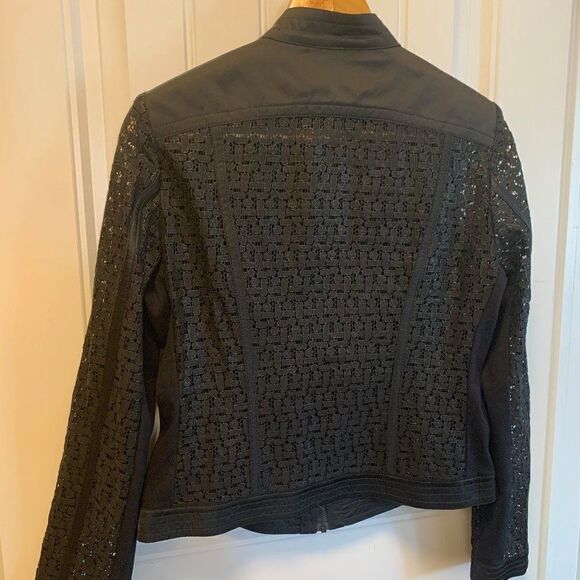 Apanage jacket, all lace, unlined, EUC, long sleeves, jean jacket inspired, zip - Picture 2 of 15